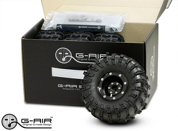 Gmade G-Air 2.2" Beadlock Rock Crawler Wheels w/Tires & Accessories (4) (Black) *Archived
