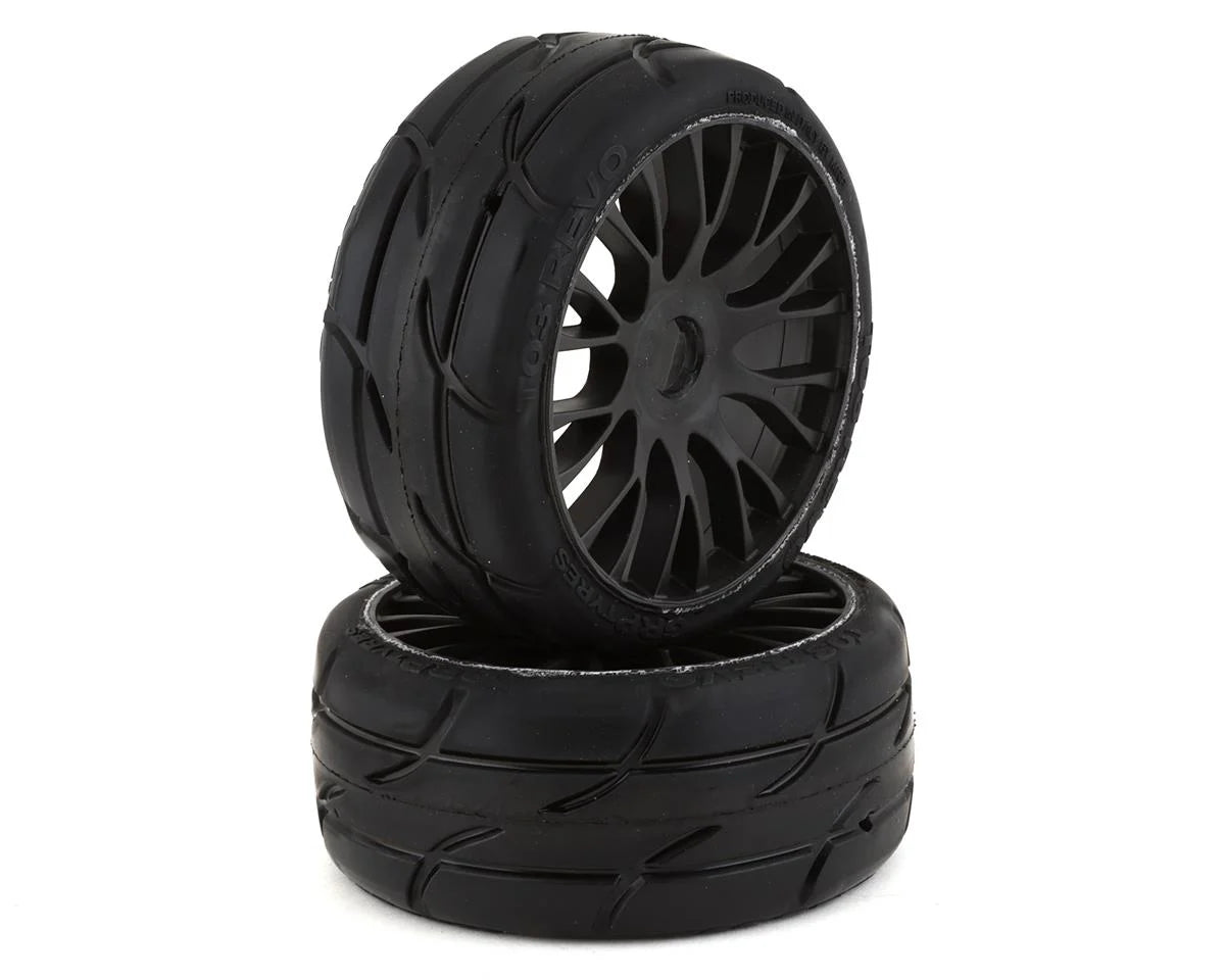 GRP Tires GT - TO3 Revo Belted Pre-Mounted 1/8 Buggy Tires (Black) (2) (XB1) w/FLEX Wheel