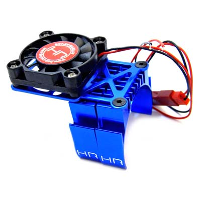 Hot Racing Blue Multi-Mount Fan Heat Sink 36mm Motors *Archived