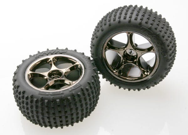 Traxxas Alias 2.2" Rear Pre-Mounted Tires (2) (Bandit) (Black Chrome) (Standard)