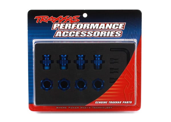 Juego de adaptadores de rueda Traxxas de aluminio de 17 mm (azul) (4) 