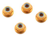 Kyosho 4x4.5mm Aluminum Flanged Locknut (Gold) (4) *Clearance