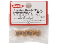 Contratuerca con brida de aluminio Kyosho de 4 x 4,5 mm (dorada) (4) *Liquidación