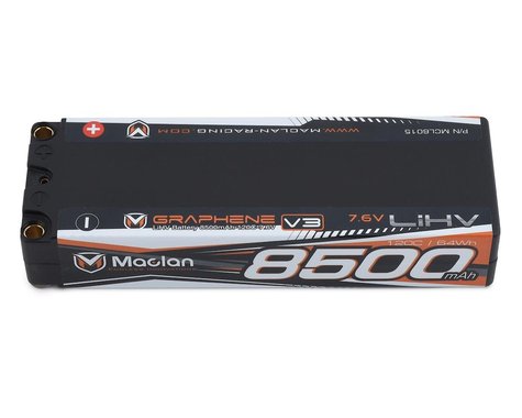 Maclan HV Graphene V3 High Voltage 8500mAh 2S 7.6V Battery w/ 5mm Bullets *Archived