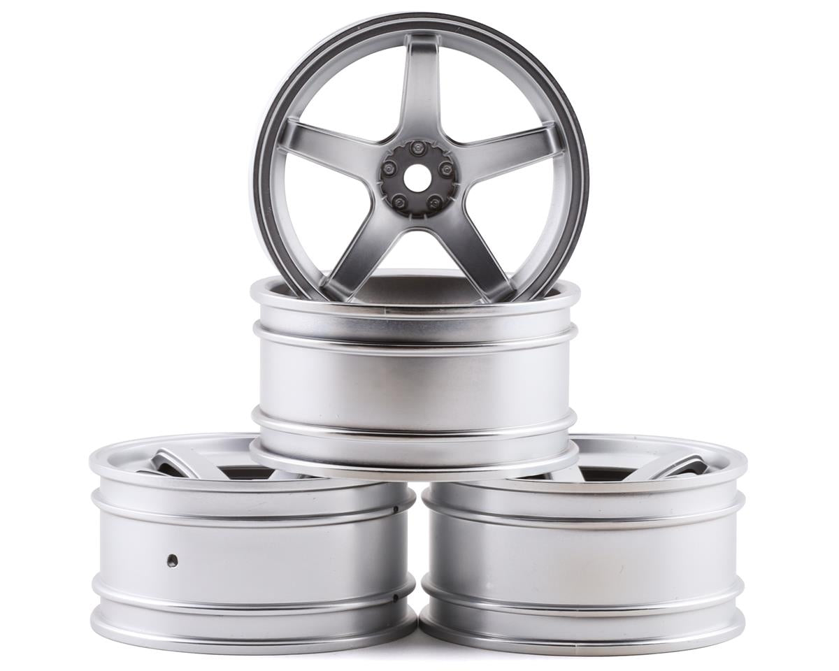 MST 5 Spoke Wheel Set (Flat Silver) (4) (5mm Offset) w/12mm Hex