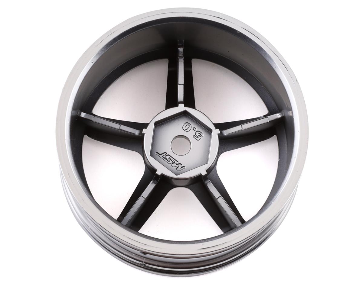 MST 5 Spoke Wheel Set (Flat Silver) (4) (5mm Offset) w/12mm Hex