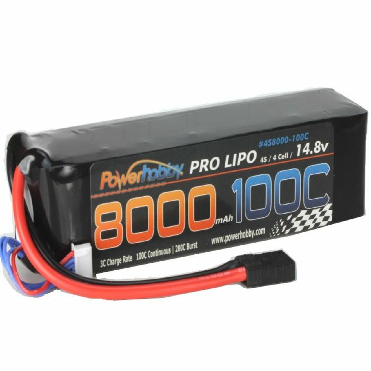 Power Hobby 4S 14.8V 8000MAH 100C LiPo Battery with Genuine Traxxas *Archived