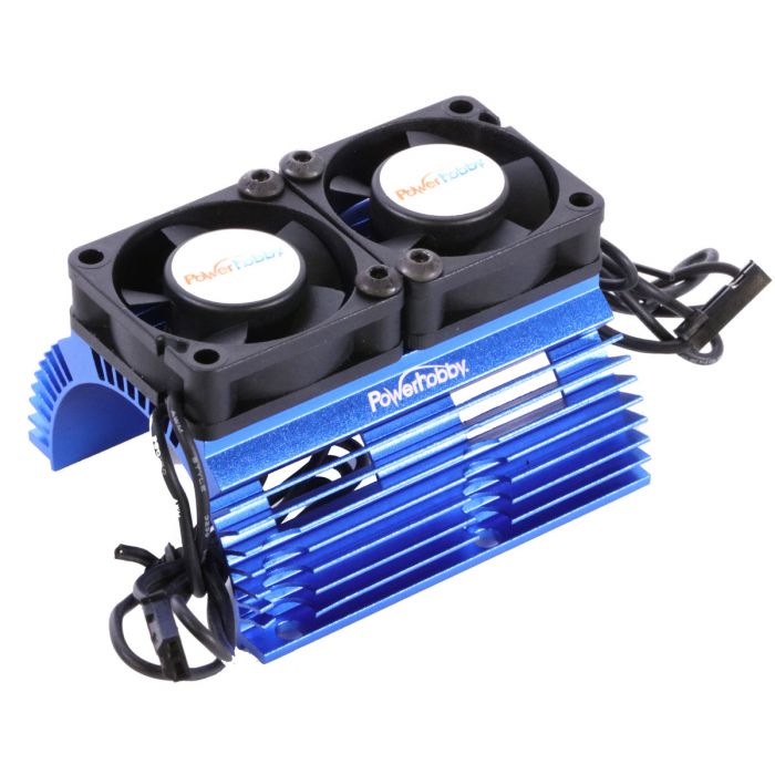 Power Hobby Heat Sink with Twin Turbo High Speed Cooling Fans (Assorted Colors)
