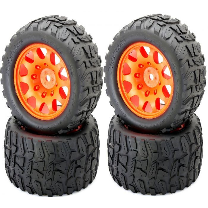 Power Hobby Raptor XL Belted Tires Viper Wheels Arrma 8S Orange *Archived