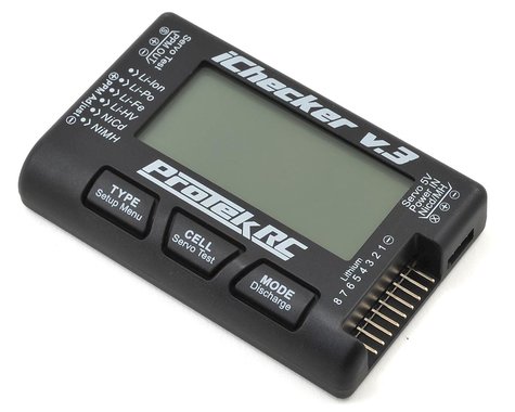 Comprobador de celdas de batería ProTek RC "iChecker 3.0" LCD LiPo (2-8S) con descarga de saldo