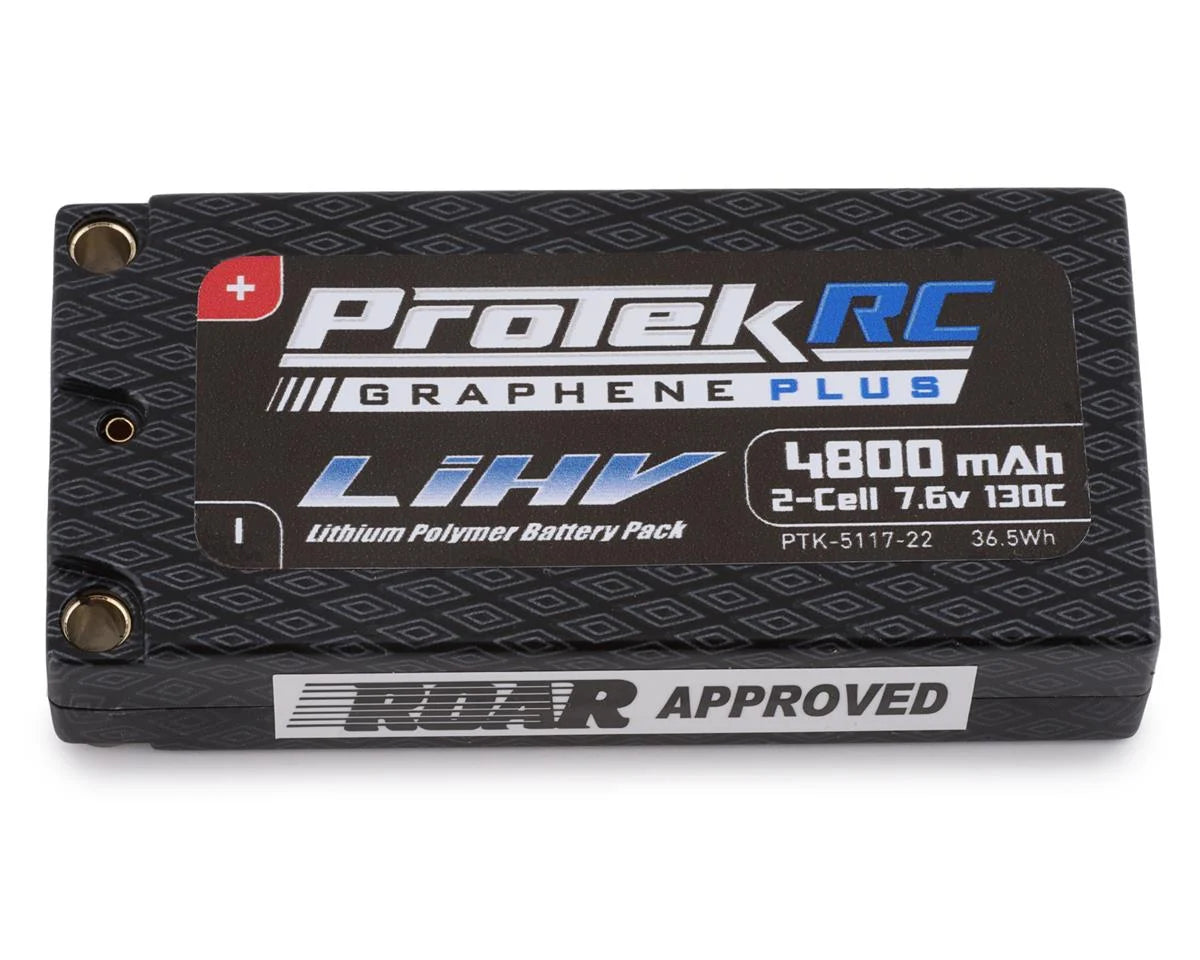 ProTek RC 2S HV 7.6V 4800mAh 130C Si-Graphene LCG Shorty LiPo Battery w/5mm Connectors