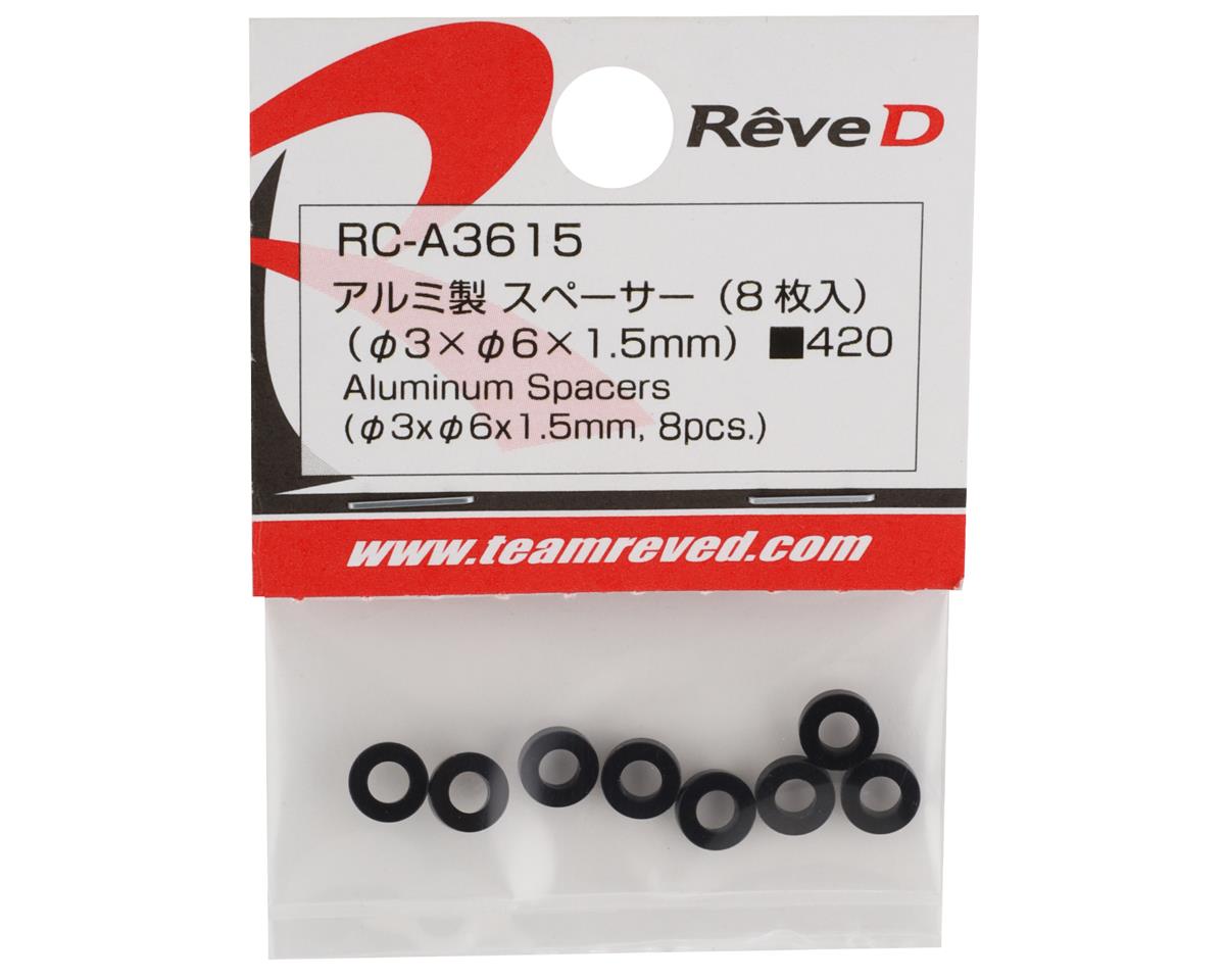 Calzo de aluminio Reve D 3x6x1.5mm (negro) (8)