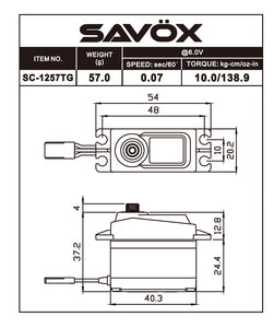 Savox SC-1257TG Servo de engranaje de titanio "Super Speed" digital estándar