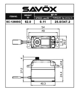 Savox SC-1268SG Black Edition High Torque Digital Servo Alto voltaje