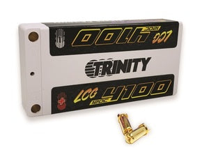 Trinity White Carbon 2S 7.4V 4100MaH 120C "LCG" LiPo Battery Pack, w/ 5mm Bullets *Discontinued