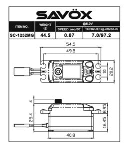 Savox SC-1252MG Servo digital de bajo perfil Súper velocidad *Archivado