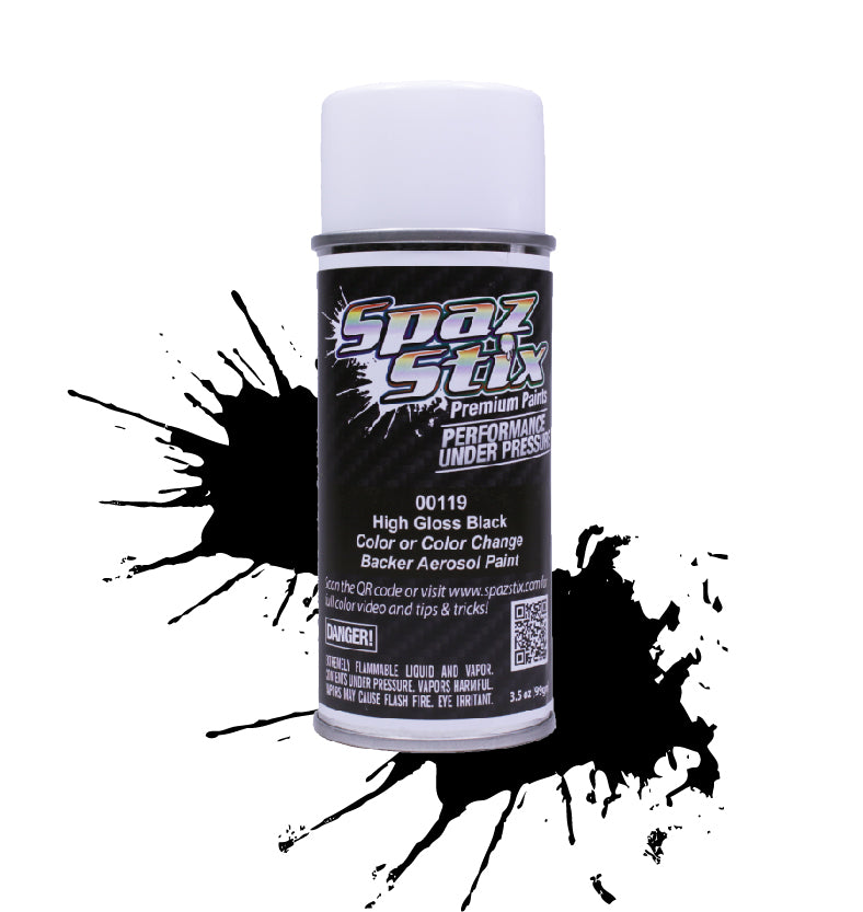 Pintura en aerosol Spaz Stix "High Gloss Black" (3.5 oz)