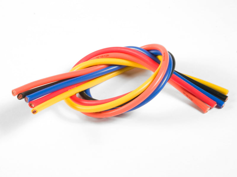 TQW 13 Gauge Super Flexible Wire- 1' ea. Black, Red, Blue, Yellow, Orange