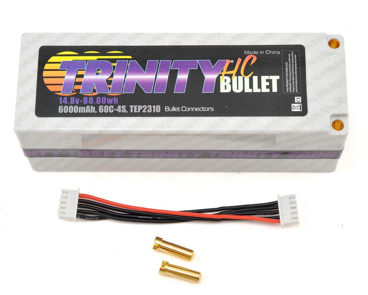 Team Trinity Hi-Capacity 4S 60C Hardcase LiPo Battery (14.8V/6000mAh) 5mm Bullets *Archived