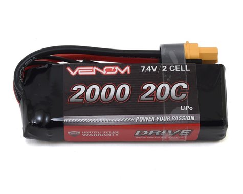 Paquete de minibatería Venom Power 2S LiPo 20C con conector UNI 2.0 (7,4 V/2000 mAh) *Discontinuado